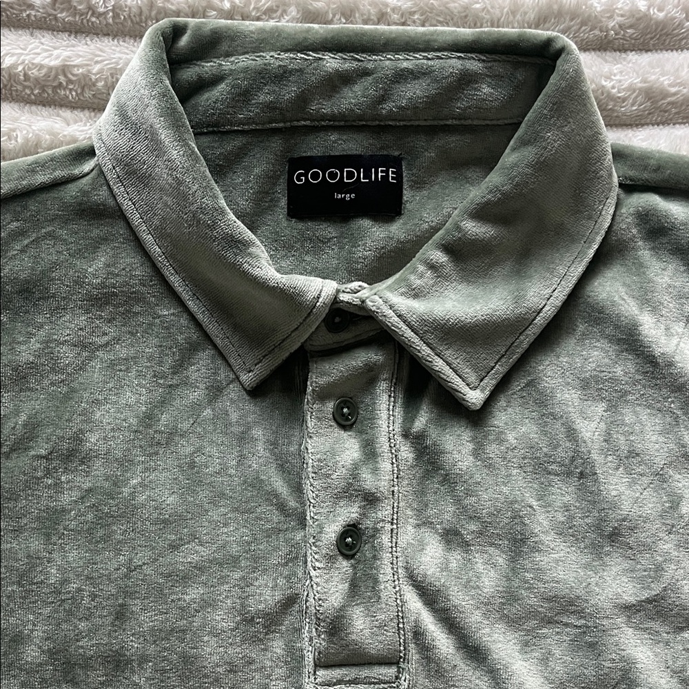 ☀️NWT Goodlife Velvet Olive Polo Shirt Sz L